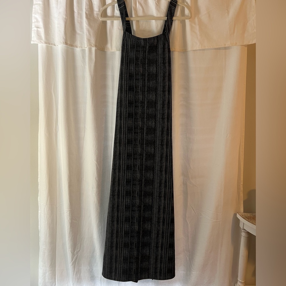 Athleta Black Striped Maxi Dress with Square Neck